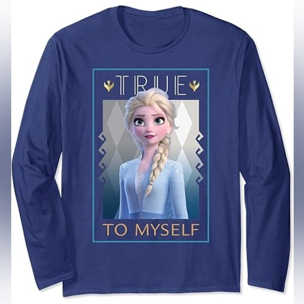 Disney Frozen Kids womens Long Sleeve Shirt - Navy